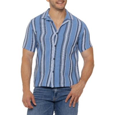 Free Planet Textured Camp Collar Yard-Dyed Shirt - Short