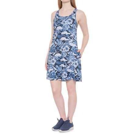 Freedom Trail by Kyodan Moss Jersey Dress - Built-In Shelf Bra, Sleeveless in Floral Blue