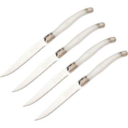 French Home Laguiole Steak Knife Set - 4-Pack in Pearl White