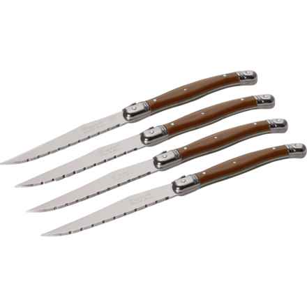French Home Laguiole Steak Knife Set - 4-Piece in Brown