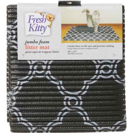 Fresh Kitty Jumbo Foam Litter Mat - 40x25” in Black Quatrefoil