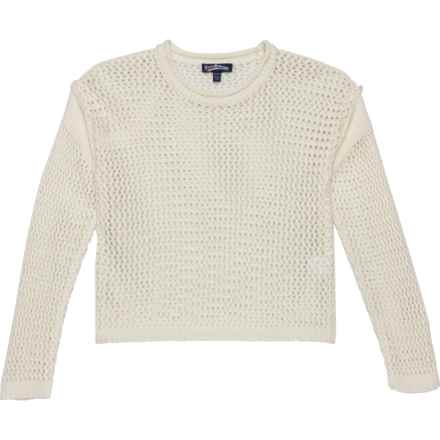 FRESHMAN Big Girls Open Knit Sweater in Egret