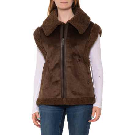 Frye Faux-Shearling Vest in Mocha