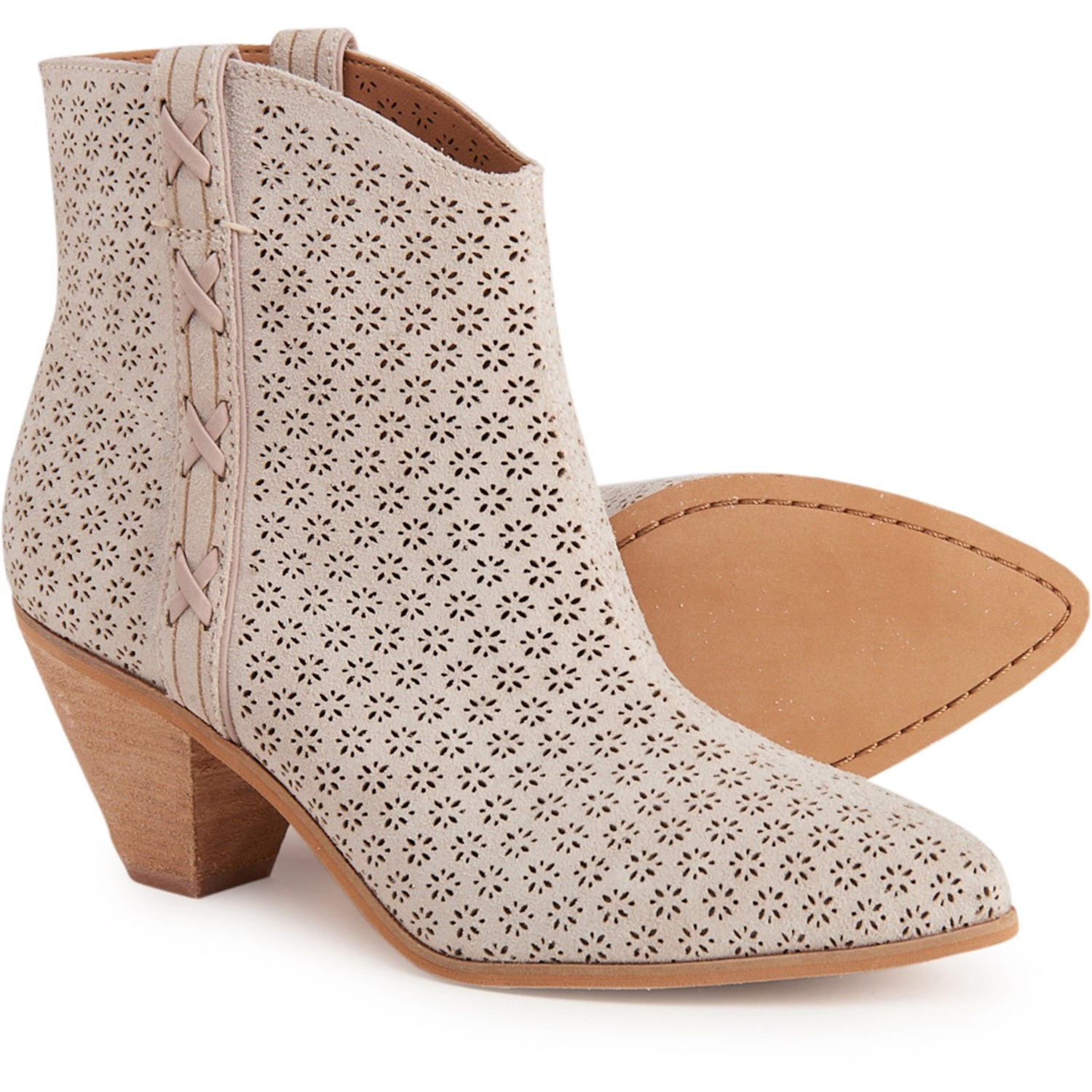 white perforated booties