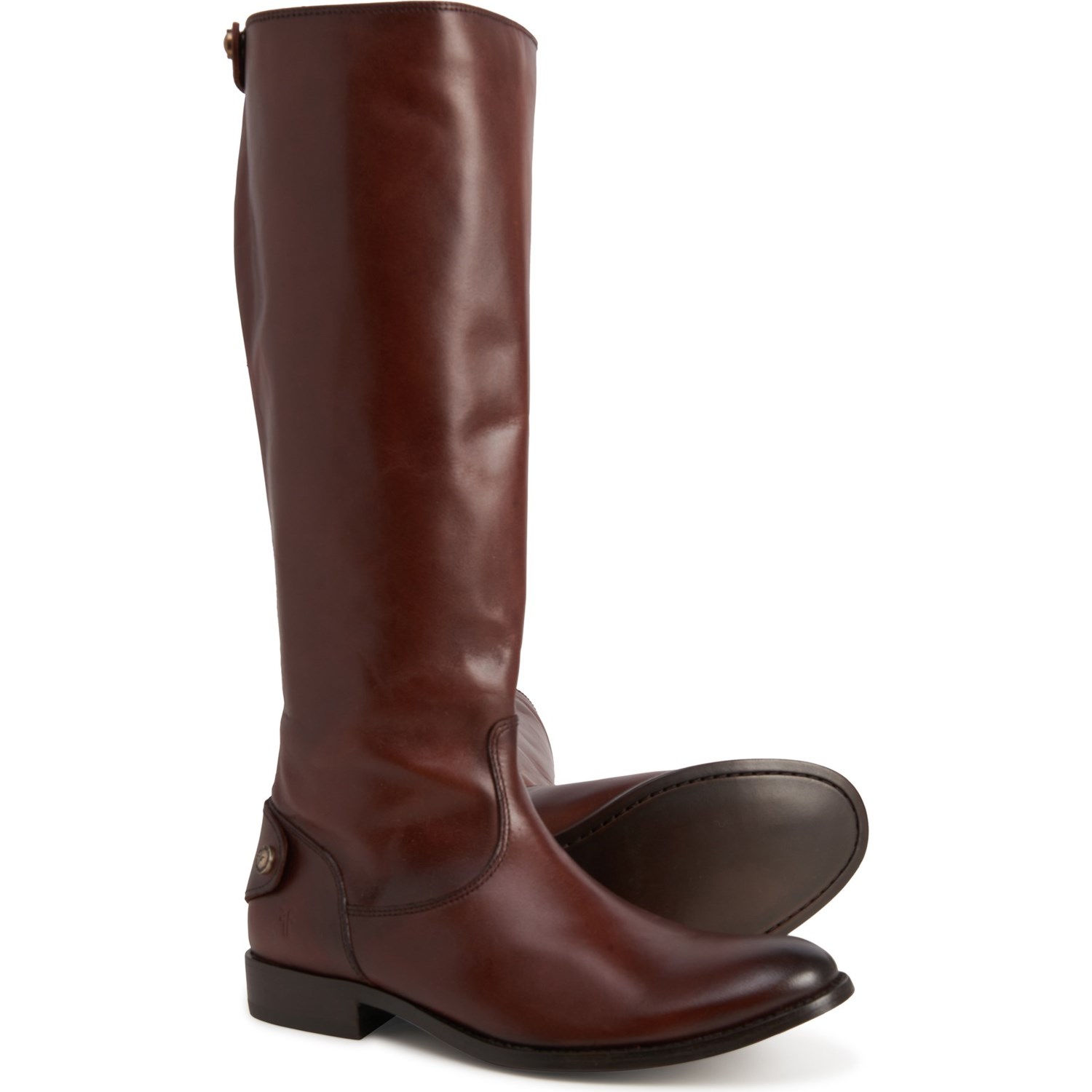 frye melissa button back zip cognac