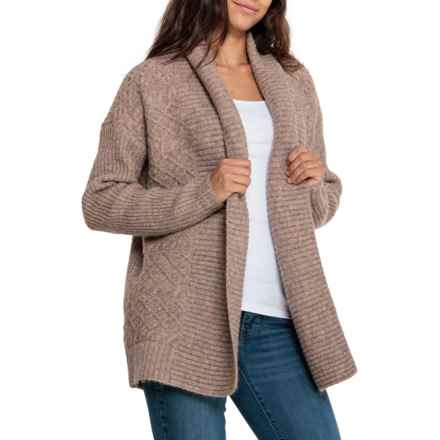 Frye Mixed Cable Stitch Oversized Cardigan Sweater - Open Front in Terrain Heather