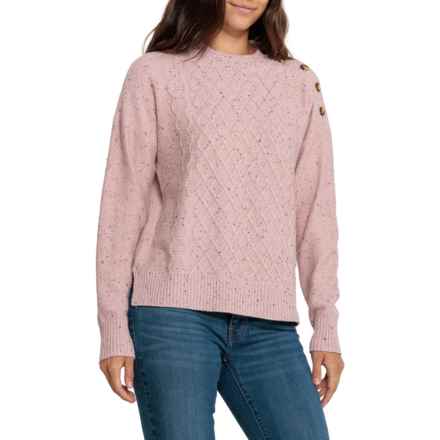 Frye Mixed Fleck Cable Knit Sweater in Pale Mauve Combo