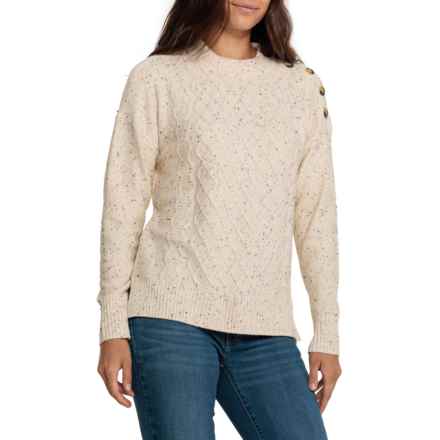 Frye Mixed Fleck Cable Knit Sweater in Salt Breeze Combo