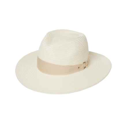 Frye Woven Fedora with Frayed Band and Metal Harness (For Women) in Ivory