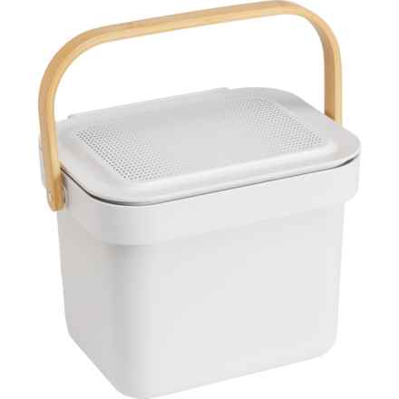 Post Modern Stainless Steel Kitchen Compost Collecto- 9.5x8x7.5” in White