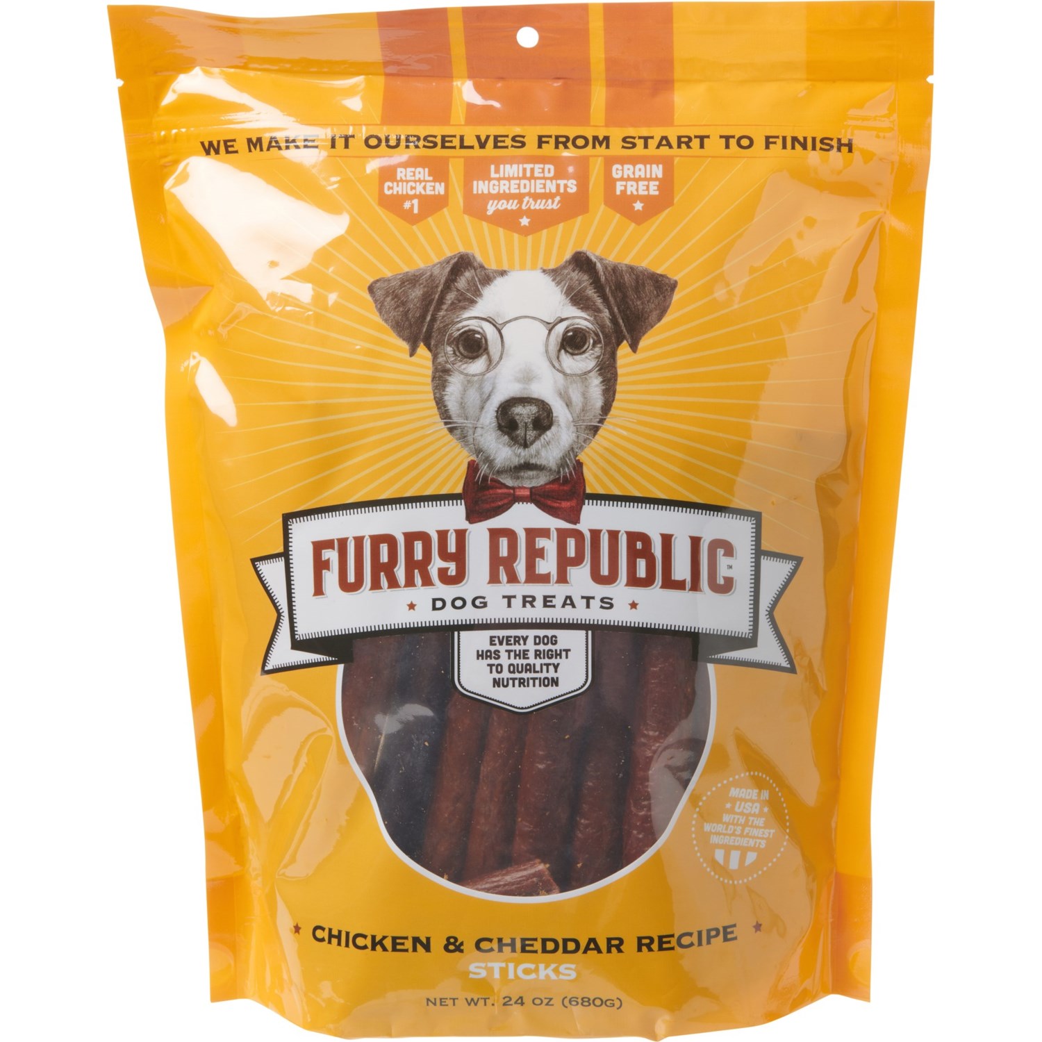 Furry Republic Chicken and Cheddar Sticks Dog Treats 24 oz. Save 28