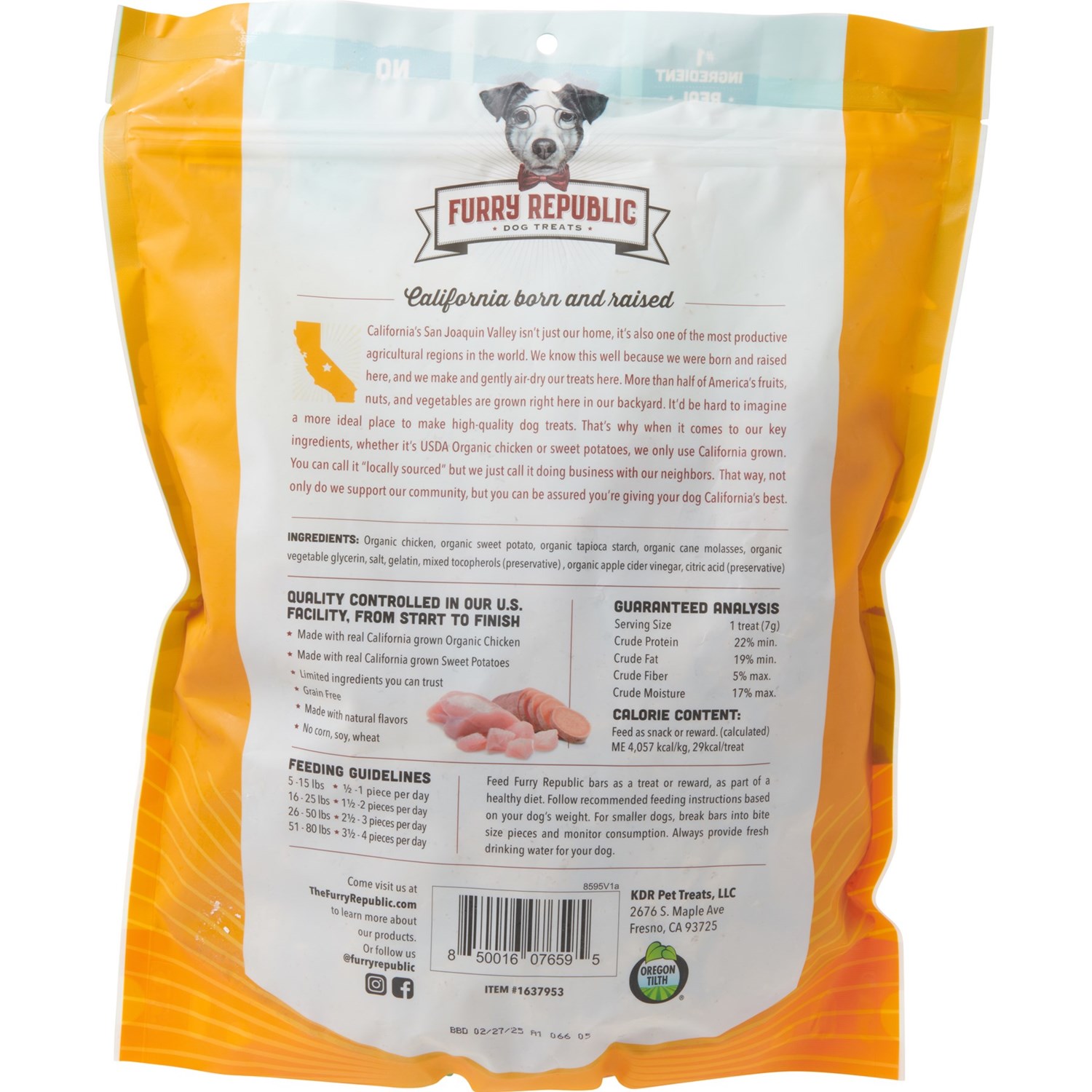 Furry Republic Organic Chicken and Sweet Potato Dog Treats 42 oz