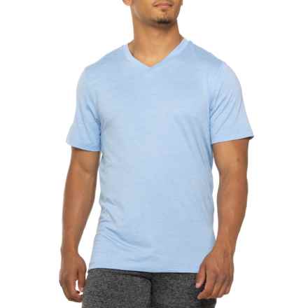 Gaiam Everyday Basic T-Shirt - V-Neck, Short Sleeve in Placid Blue Heather