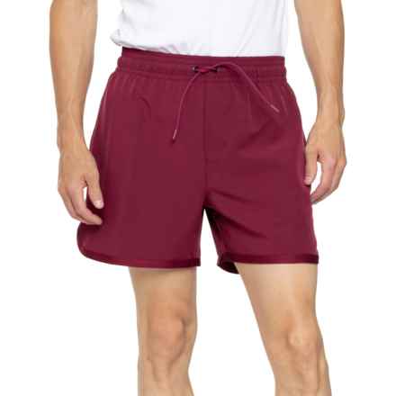 Gaiam Lunge Storm Stretch-Woven Shorts - 5”, Built-In Brief in Beet