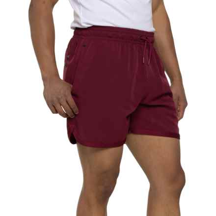 Gaiam Lunge Stretch-Woven Shorts - 5”, Built-In Brief in Beet