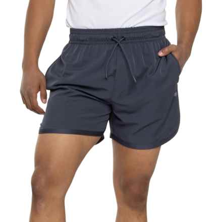 Gaiam Lunge Stretch-Woven Shorts - 5”, Built-In Brief in Cool Grey