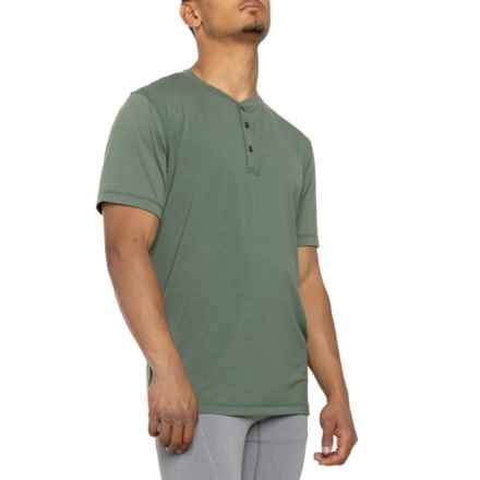 Gaiam Rejuvenate Henley Shirt - Short Sleeve in Duck Green
