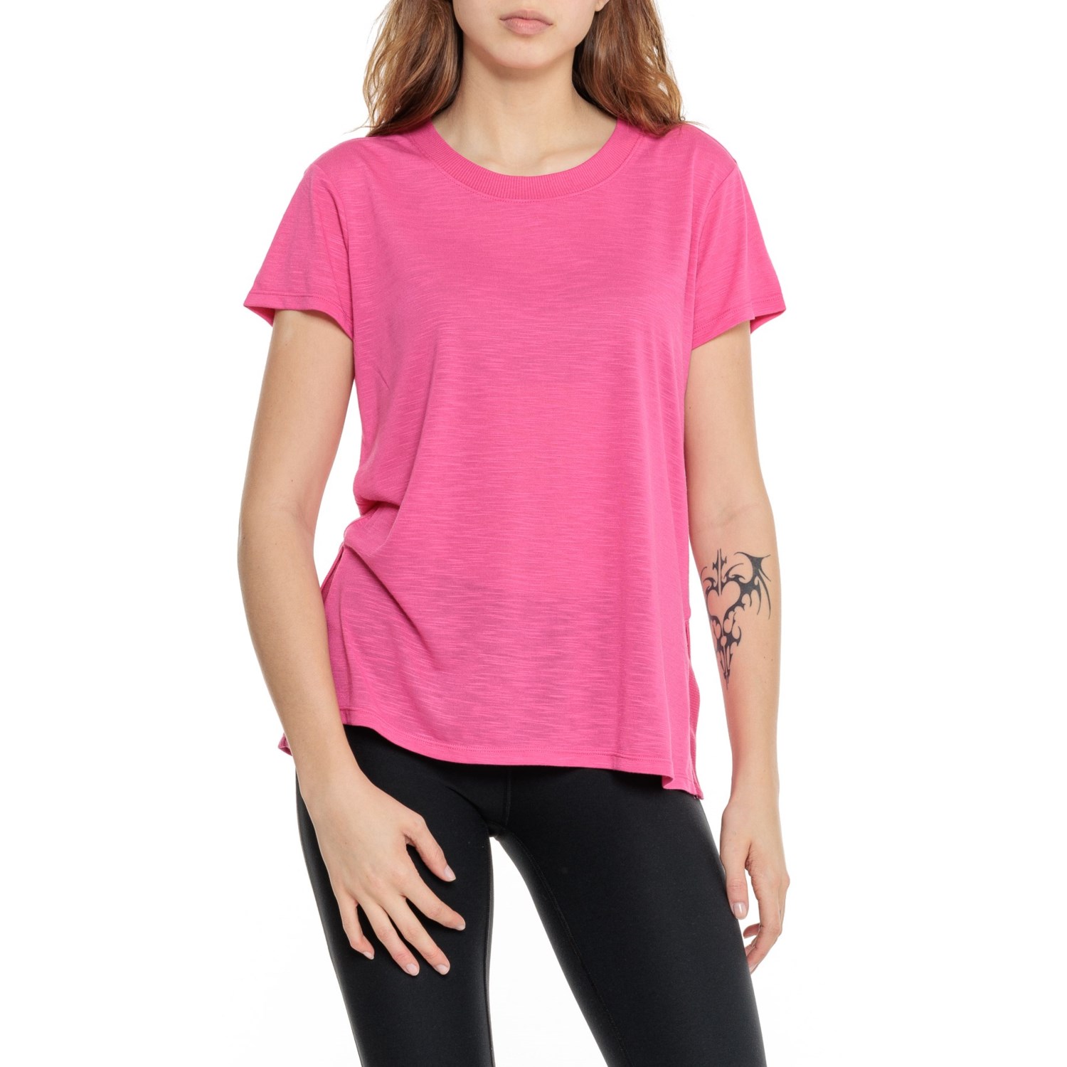 Gaiam Restore Rib Mix T-Shirt for Women | Beetroot | Size Small | Breathable Fabric