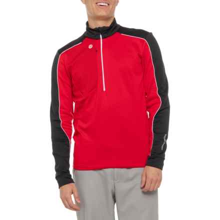 GALVIN GREEN Dave Mid Layer Golf Shirt - Zip Neck, Long Sleeve in Red/Black
