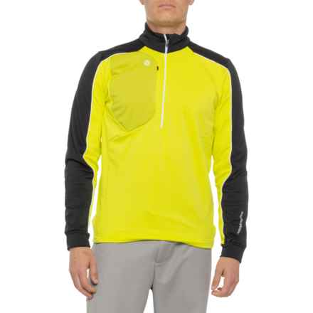 GALVIN GREEN Dave Mid Layer Golf Shirt - Zip Neck, Long Sleeve in Sunny Lime/Black
