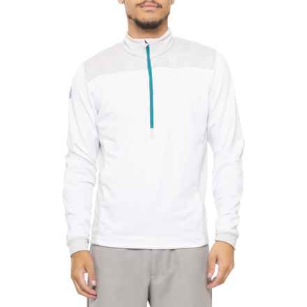 GALVIN GREEN Durante Mid Layer Shirt - Insulated, Zip Neck, Long Sleeve in White/Cool Grey/Aqua