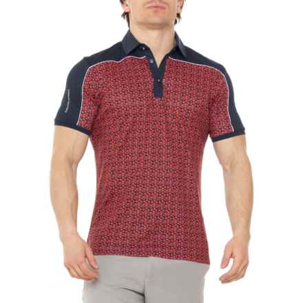 GALVIN GREEN Millard Golf Polo Shirt - Short Sleeve in Navy/Orange/White