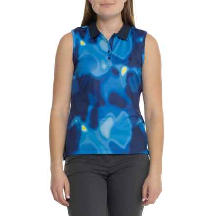 G/FORE Bokeh Blur Tech Jersey Polo Shirt - Sleeveless in Blue Multi