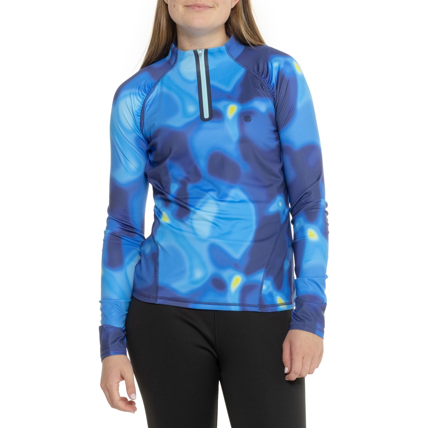 G/FORE Bokeh Blur Tech Jersey Ruched Base Layer Top - Zip