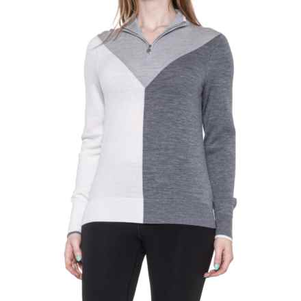 G/FORE Color-Block Sweater - Zip Neck, Merino Wool in Heather Grey