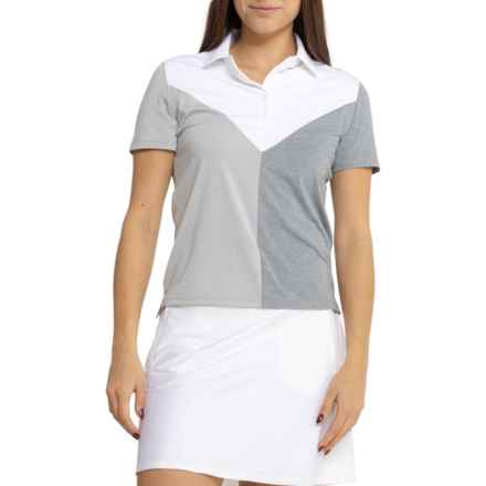 G/FORE Color-Block V Melange Tech Jersey Polo Shirt - Short Sleeve in Snow