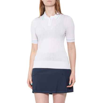 G/FORE Contrast Collar Ribbed Knit Polo Shirt - Short Sleeve in Snow