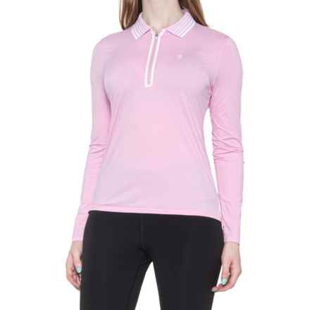 G/FORE Featherweight Polo Shirt - Zip Neck, Long Sleeve in Lilac