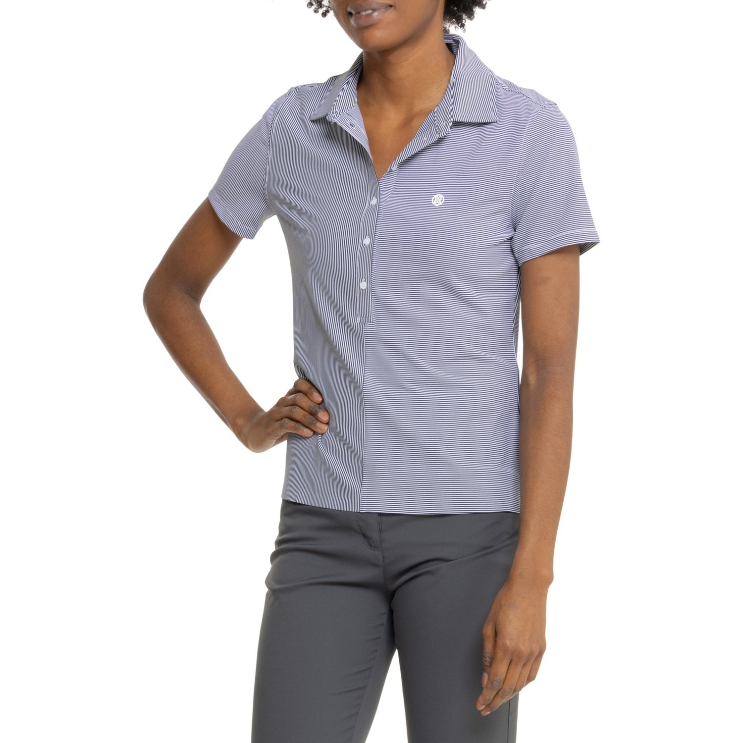 【オープニングセール】 Silky Stripe Feeder Mixed G/FORE Tech Short - Shirt Polo ワイン