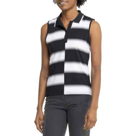 G/FORE Offset Gradient Stripe Tech Polo Shirt - Sleeveless in Onyx