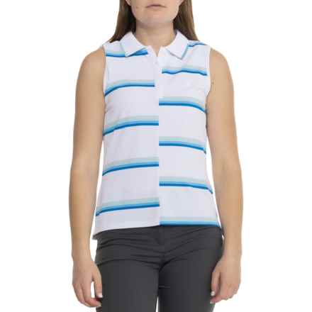 G/FORE Offset Stripe Pique Tech Polo Shirt - Sleeveless in Snow