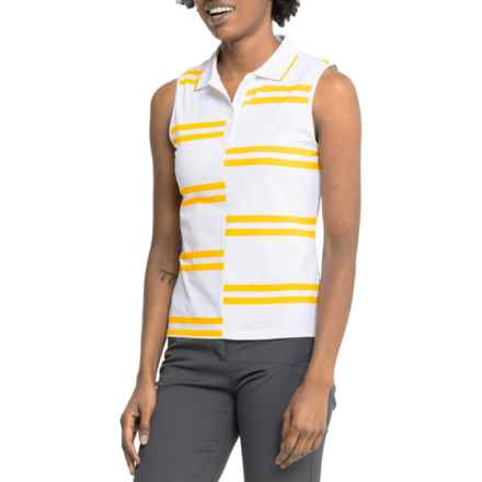 G/FORE Offset Stripe Tech Piqué Polo Shirt - Sleeveless in Snow