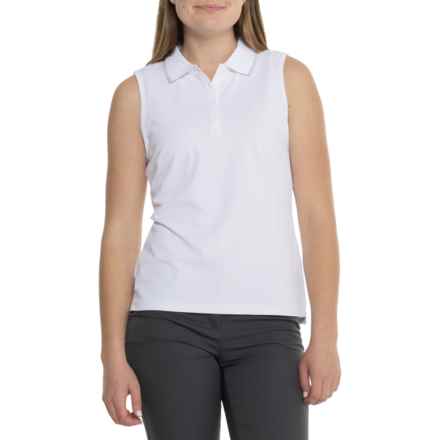 G/FORE Pleated Collar Pique Tech Polo Shirt - Sleeveless in Snow