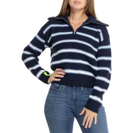 G/FORE Ribbed Funnel Neck Sweater - Wool, Zip Neck in Twilight