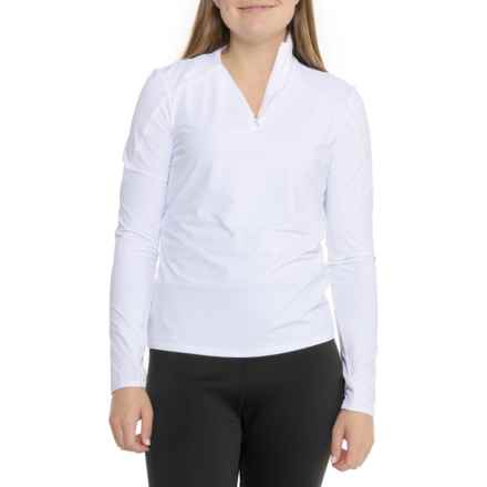 G/FORE Sun Shield Silky Tech Base Layer Top - Zip Neck, Long Sleeve in Snow