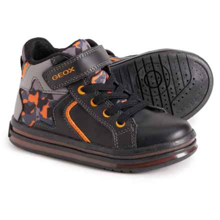 Geox Boys Jr. Pawnee High-Top Light-Up Sneakers in Black/Orange