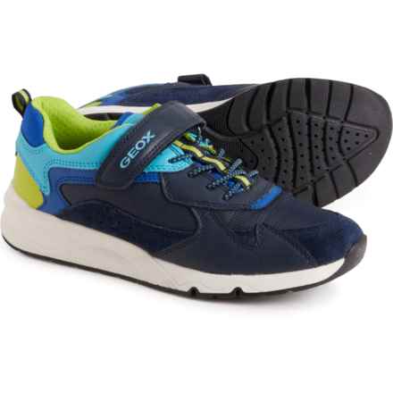 Geox Boys Rooner Sneakers - Leather in Navy/Lime
