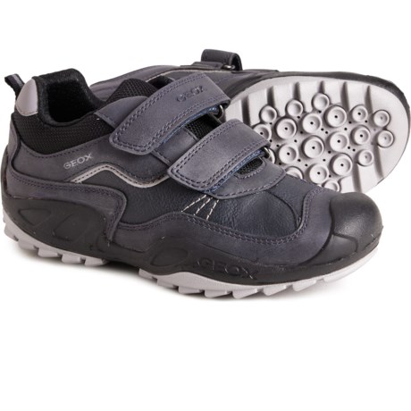 Geox Boys Savage Shoes - Waxed Nylon in Navy/Grey