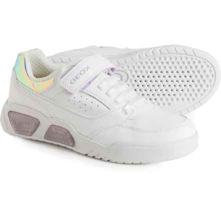 Geox Girls Illuminus Sneakers in White/Lilac