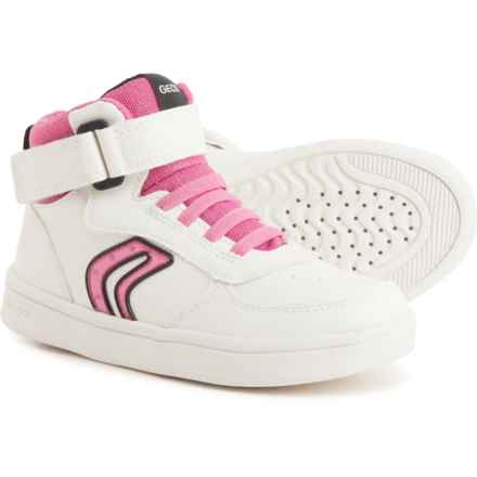 Geox Girls Jr. Djrock Light-Up Sneakers in White/Fuchsia