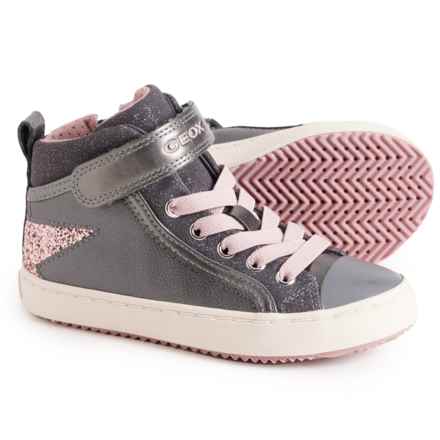Geox Girls Kalispera High-Top Sneakers - Side Zip in Grey/Rose