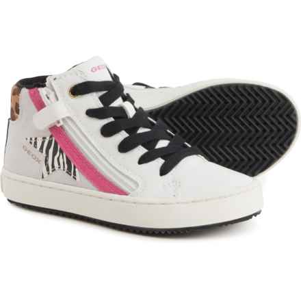 Geox Girls Kalispera High-Top Sneakers - Side Zip in White/Fuchsia