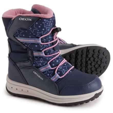 Geox Girls Roby ABX Snow Boots - Waterproof, Insulated in Navy/Rose