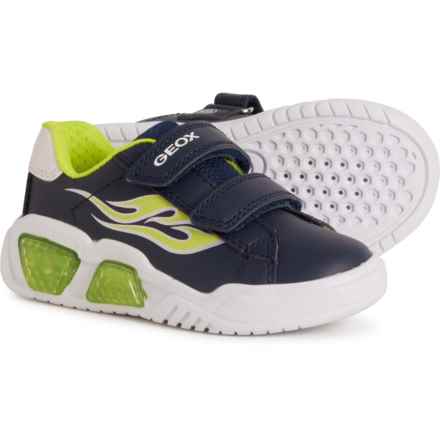 Geox Little and Big Boys and Girls Illuminus Light-Up Sneakers in Navy/Lime