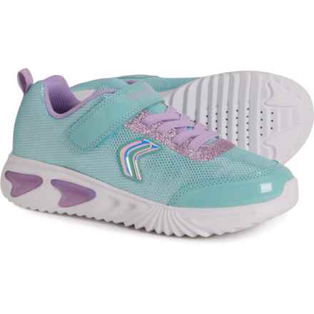 Geox Little and Big Girls Assister Light-Up Sneakers in Aqua/Lilac