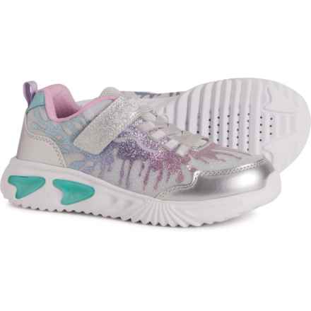Geox Little and Big Girls Assister Light-Up Sneakers in Silver/Pink